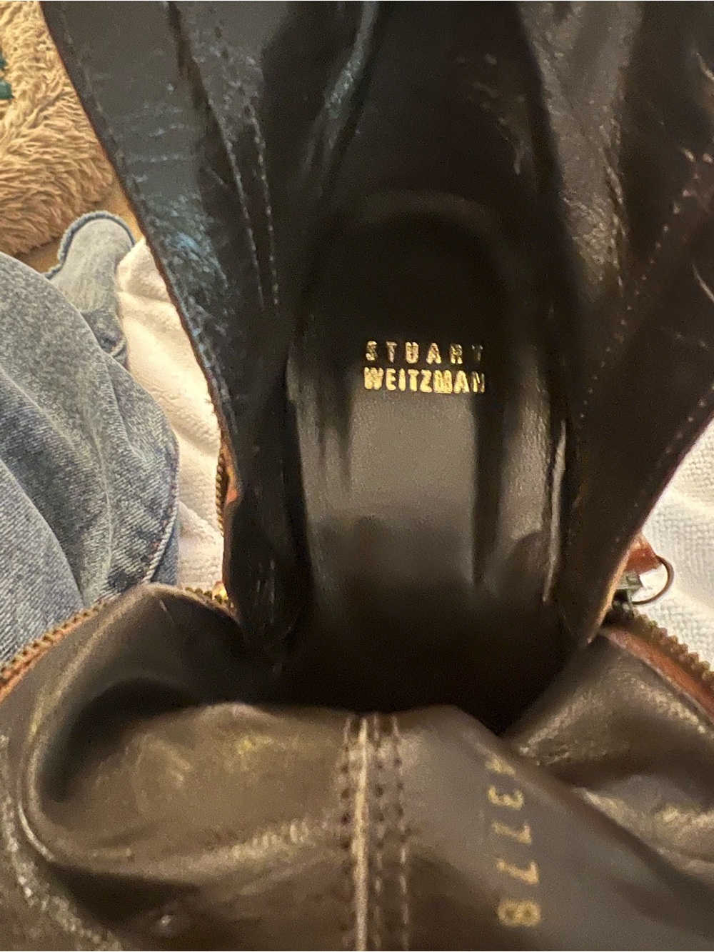 Stuart Weitzman Cognac Brown Leather Block Heel Ankle Booties - Picture 10 of 11